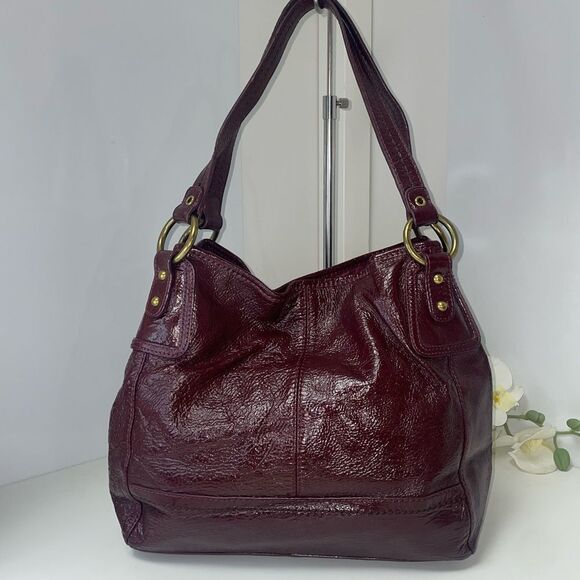 The Sak Deep Burgundy Patent Leather Shoulder Bag - Picture 2 of 10